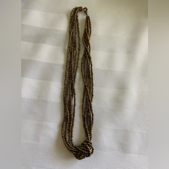 Brassy/Gold multi strand Seed Bead Necklace - Picture 3 of 3